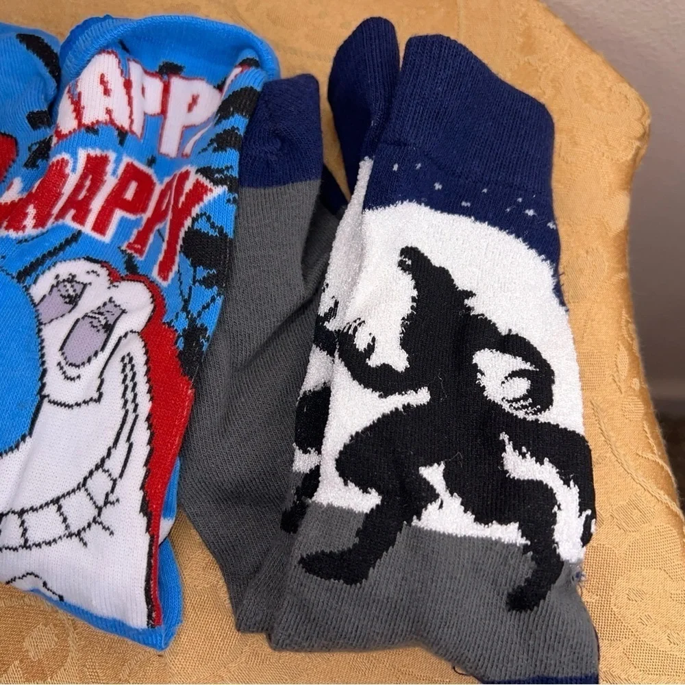 Ren And Stimpy And Werewolf Socks Mens Fun Colorful Red Blue White Adult